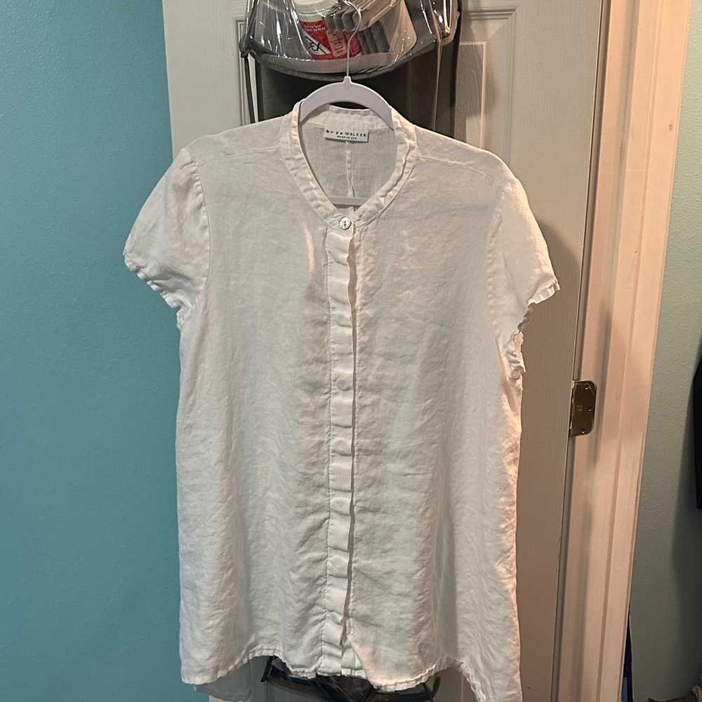 bryn Walker White Short Sleeve Blouse